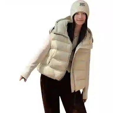 鸭鸭  秋冬外穿立领连帽休闲时尚  羽绒马甲  女款