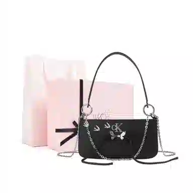 Calvin Klein Edor Woven Flower Shoulder Bag Black