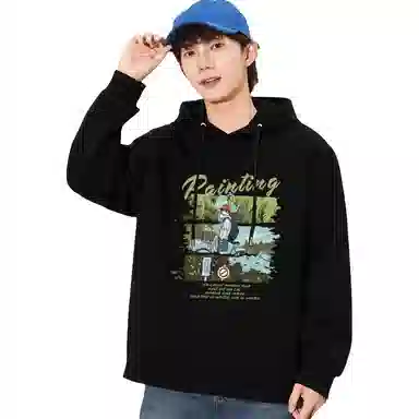 兰缪 出街炸街款嘻哈街头中性风美式复古潮流男友风柔软舒适时尚休闲高品质重磅连帽卫衣 男女同款