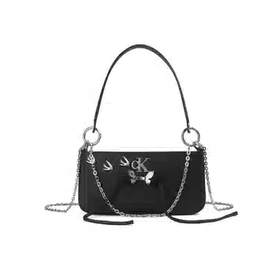 Calvin Klein Edor Woven Flower Shoulder Bag Black