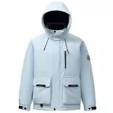 鸭鸭 户外工装系列 连帽保暖休闲防风情侣纯色徽章时尚羽绒服 男女同款