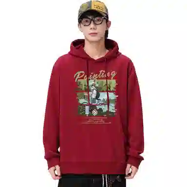 兰缪 日常通勤款款嘻哈街头中性风美式复古潮流男友风柔软舒适时尚休闲高品质重磅连帽卫衣 男女同款