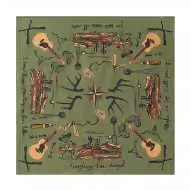 滚烫时光 仙人掌与吉他 棉 方巾头巾领巾 男女同款情侣款