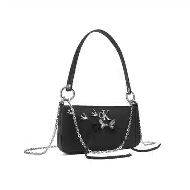 Calvin Klein Edor Woven Flower Shoulder Bag Black