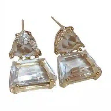 彤彤兔 精致几何方块茶色耳环小巧时尚高级感耳饰品 合金树脂 耳钉 女款