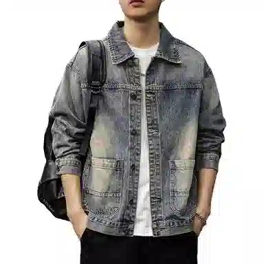 前进牛 美式休闲经典复古潮牌痞帅水洗上衣潮流高级感高街牛仔外套 男款