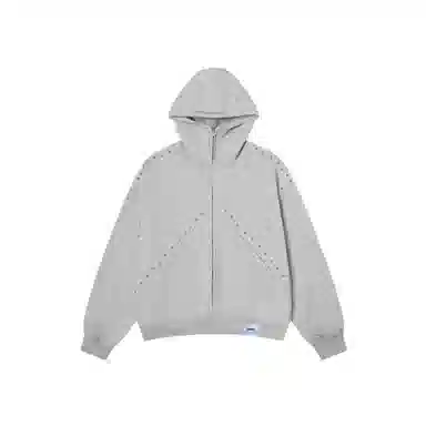 【dme】 复古美式重磅拼接铆钉杜宾耳朵连帽中性情侣外套秋款时尚休闲宽松开衫卫衣 男女同款