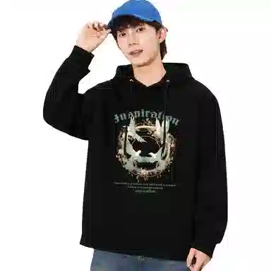 兰缪 中性风美式复古街头潮流男友风柔软舒适时尚休闲高品质重磅连帽卫衣 男女同款