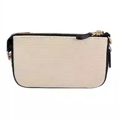 COACH Wristlet 19 Canvas Leather Mahjong Bag White