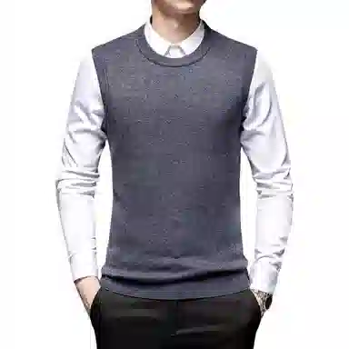 太子龍 羊毛无袖中年圆领羊毛针织衫 男款