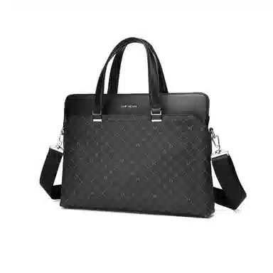 稻草人 美式经典高级感老花满印商务大容量亮扣电脑包 合成革 手提包 常规 男款 深灰色