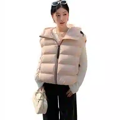 鸭鸭  秋冬外穿立领连帽休闲时尚  羽绒马甲  女款