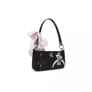 Calvin Klein Edor Woven Flower Shoulder Bag Black