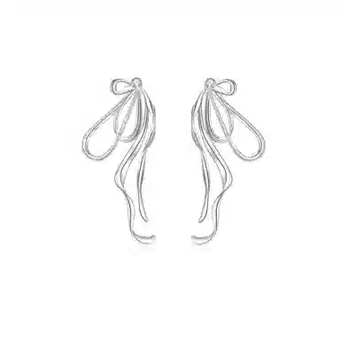 【芭蕾风~仙气飘飘】 攸委 气质不规则耳饰流苏飘带蝴蝶结耳钉 甜美少女心轻奢耳环学生成人 锆石 高级感小众时尚百搭耳夹无耳洞 女款