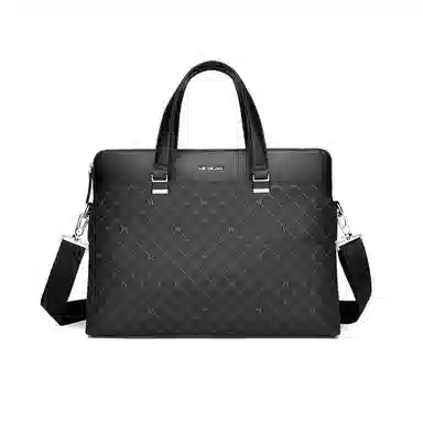 稻草人 美式经典高级感老花满印商务大容量亮扣电脑包 合成革 手提包 常规 男款 深灰色