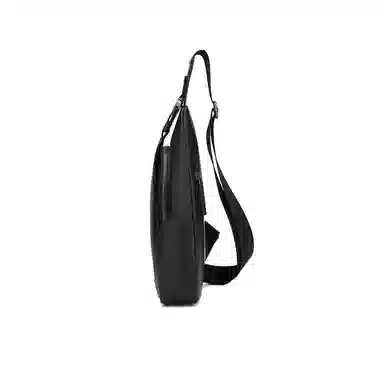 稻草人 潮流时尚机能机车骑行休闲通勤 牛皮革 单肩斜挎包腰包胸包 常规 男款 黑色