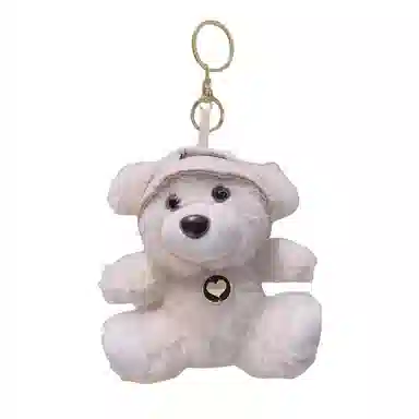 玄唐 可爱毛绒爱心小熊公仔挂饰钥匙扣手提包双肩包 聚酯纤维 挂件 男女同款情侣款