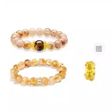 【泼天富贵 限赠發财贴】 水贝 新中式国潮日进斗金吞金兽 财源广进 考试上岸 否极泰来 时来运转日常百搭 黄水晶 手串 男女同款情侣款