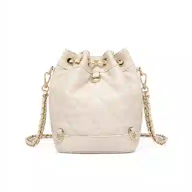 红蜻蜓 小香风链条包高级感百搭精致时尚手提斜挎包双肩包 合成革 单肩包 女款 米白色/黑色