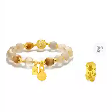 【泼天富贵 限赠發财贴】 水贝 新中式国潮日进斗金吞金兽 财源广进 考试上岸 否极泰来 时来运转日常百搭 黄水晶 手串 男女同款情侣款