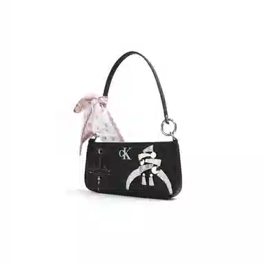 Calvin Klein Edor Woven Flower Shoulder Bag Black