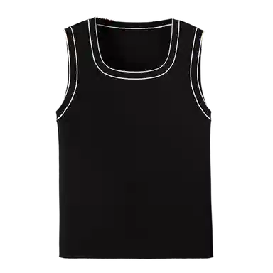 晚白 简约百搭上衣拼色休闲风背心针织 女款