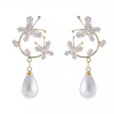 澜耀 气质蝴蝶环绕耳饰 时尚百搭少女法式轻奢超仙精致#好运 合金  耳环 女款