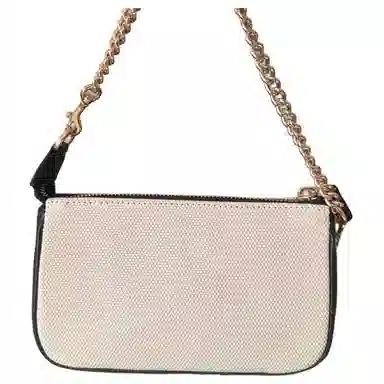 COACH Wristlet 19 Canvas Leather Mahjong Bag White