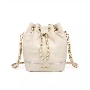 红蜻蜓 小香风链条包高级感百搭精致时尚手提斜挎包双肩包 合成革 单肩包 女款 米白色/黑色