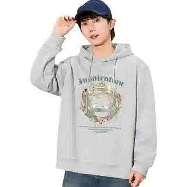 兰缪 中性风美式复古街头潮流男友风柔软舒适时尚休闲高品质重磅连帽卫衣 男女同款