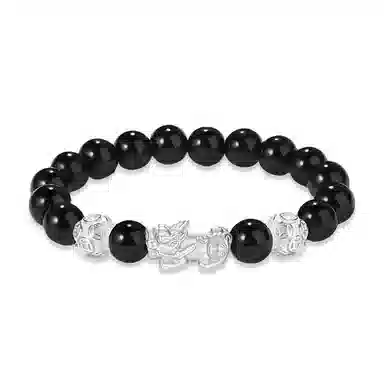【S999银-招财纳福吞金兽】 百慕眸 国潮新中式 八方来财 貔貅 转运珠 钱币 复古百搭通勤手饰手链#好运 玛瑙 手串 礼盒款 男女同款情侣款