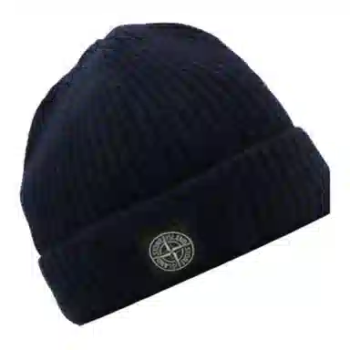 Stone Island Wool Logo Beanie Blue