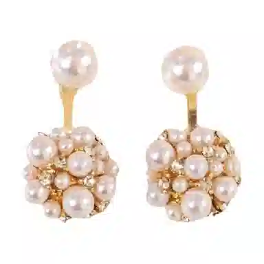 彤彤兔 时尚轻奢小众微镶钻花球耳环两戴式设计感耳饰女 合金树脂 耳钉 女款