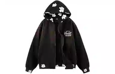 No Tears Flocked Floral Hoodie Jacket