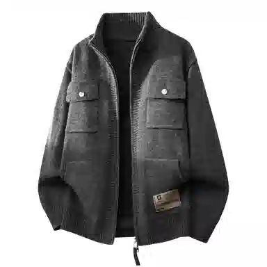 大卫贝肯 美式复古高街立领日常通勤休闲百搭亲肤舒适轻松惬意慵懒高级感开衫针织衫 男女同款