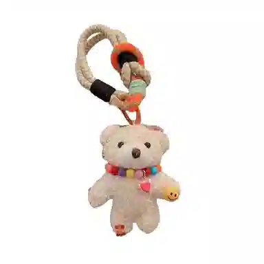 尚先生 彩虹创意小熊女呆萌钥匙扣公仔韩版包包项链 毛绒 挂件 男女同款情侣款