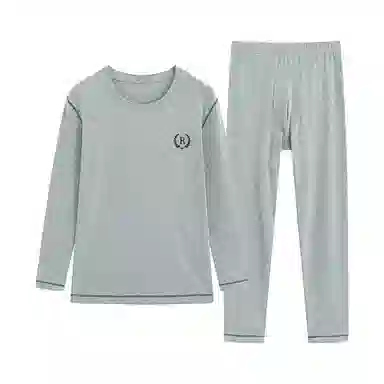 贴身领域 纯色舒适透气保暖套装 男款