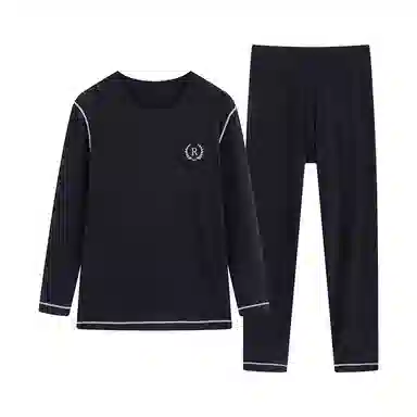 贴身领域 纯色舒适透气保暖套装 男款