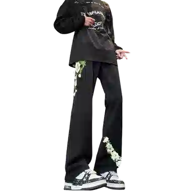 【万针刺绣3D立体浮雕】布客行  重工美式复古水洗基础款直筒高街舒适亲肤透气休闲百搭微喇纯色长裤显高显瘦显腿长弹力牛仔裤 男女同款