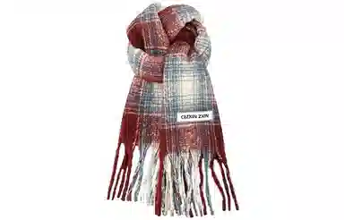 优幽兰 韩系氛围感小众流苏格子围脖护颈女时尚潮流高级感撞色披肩冬季保暖学生百搭设计感显白穿搭 绒线围巾 男女同款情侣款