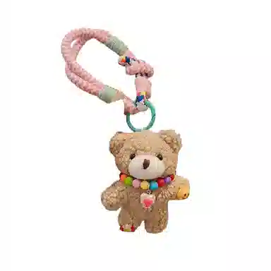 尚先生 彩虹创意小熊女呆萌钥匙扣公仔韩版包包项链 毛绒 挂件 男女同款情侣款