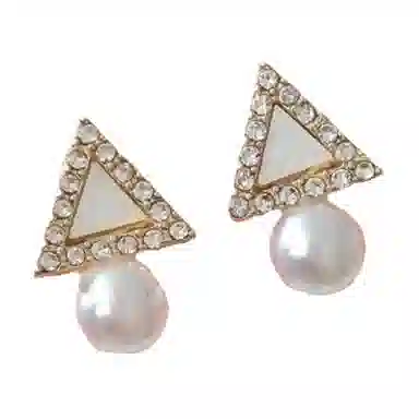 彤彤兔 韩系三角形耳环小众简约轻奢高级感气质百搭耳饰 合金树脂 耳钉 女款