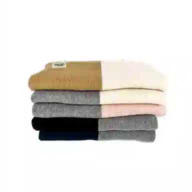 加菲猫家族 秋冬纯色拼接学院风休闲百搭保暖 绒线围巾 男女同款情侣款