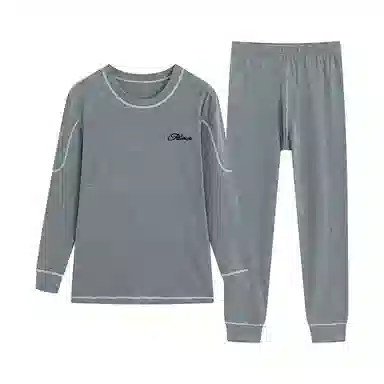 贴身领域 青少年秋衣秋裤纯棉内衣初中高中学生棉毛衫线衣线裤保暖套装 男款