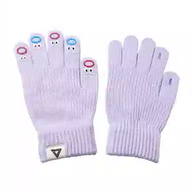 匹克 可爱表情卡哇伊 锦纶 冬季保暖绒线手套 女款