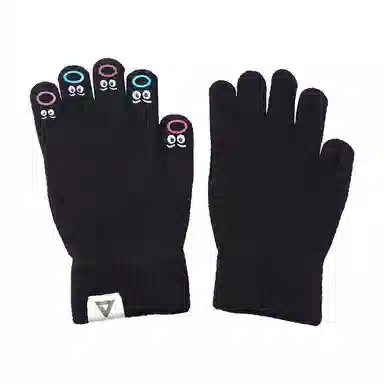 匹克 可爱表情卡哇伊 锦纶 冬季保暖绒线手套 女款