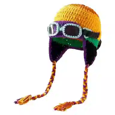 尚先生 可爱搞怪帽子女针织毛线帽秋冬季保暖护耳飞行帽显脸小防寒帽 毛绒 套头帽 男女同款情侣款