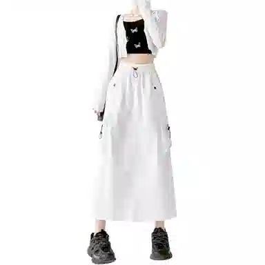 欧迪芬 纯色通勤舒适半身裙时尚复古休闲长裙 女款