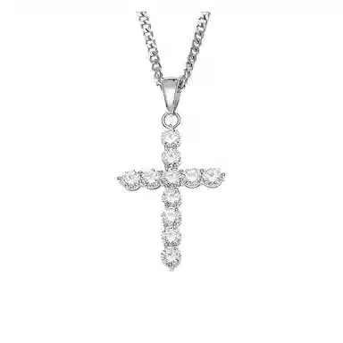 暖瞳 满钻十字架项链美式嘻哈街头璀璨闪耀锁骨链#好运 钛钢 吊坠 男女同款情侣款