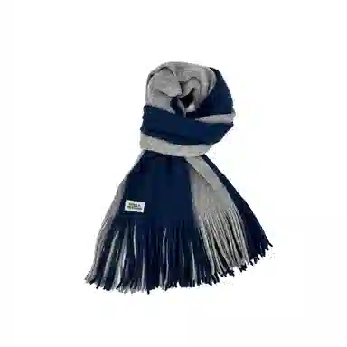 加菲猫家族 秋冬纯色拼接学院风休闲百搭保暖 绒线围巾 男女同款情侣款